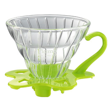 TIAMO V01 耐熱玻璃咖啡濾杯 濾器 附咖啡匙+滴水盤 綠色