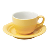 【特惠】35號-卡布奇諾咖啡杯盤組-黃色釉250cc